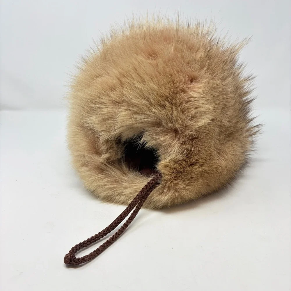 Vintage Fox Fur Hand Muff Caramel Honey‎ Brown Old Hollywood Glam USA made